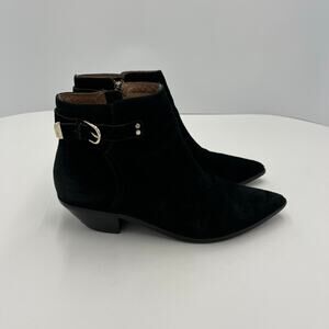 Joie Womens Suede Leather Ankle Black Boots with Buckle Size EU 39.5/US 9.5